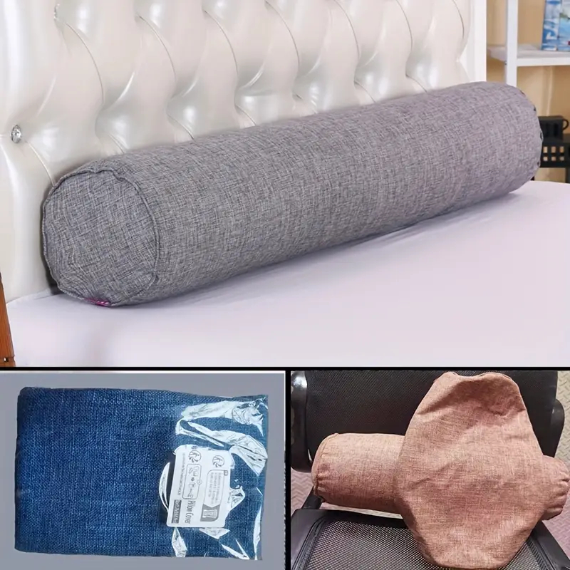 Bolster Cushion Round - 1 adet Keten Vücut Yastık Kılıfı,