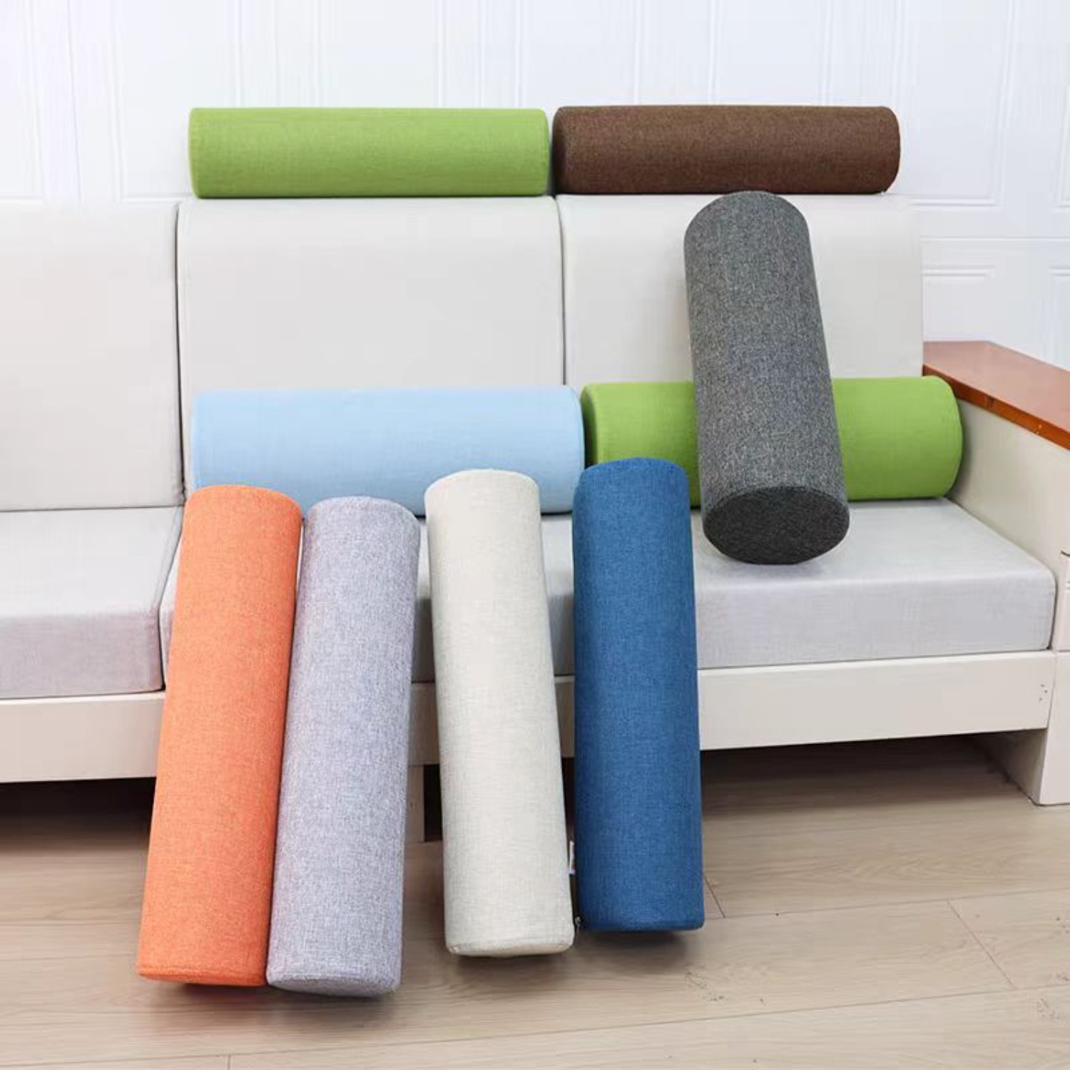 Bolster Cushion Round - 10 cm Çaplı Keten Silindir Destek