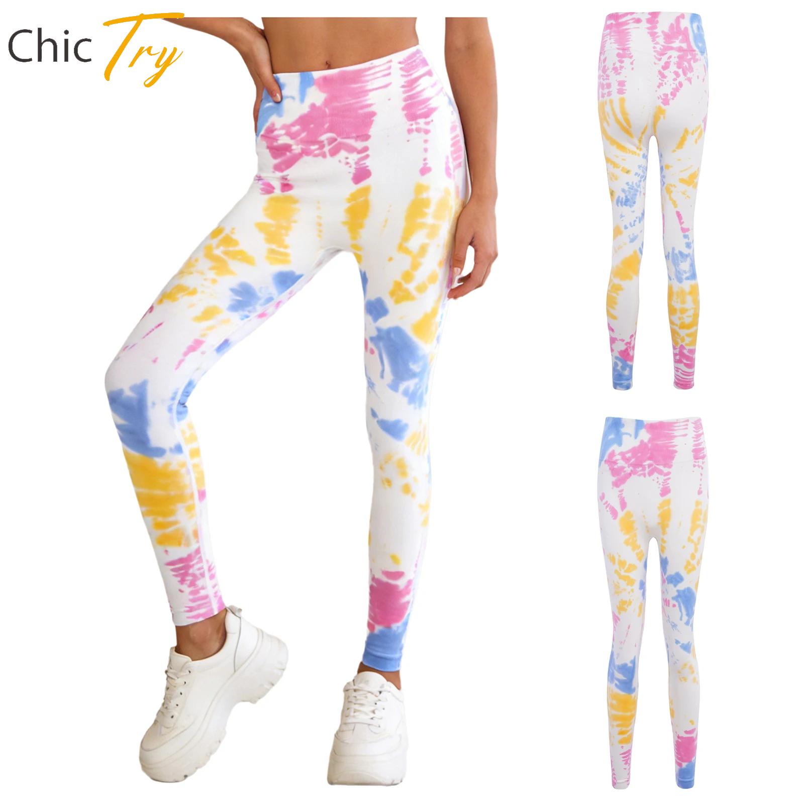 Pilates In Yoga Pants - Kadınlar için Tie-Dye Baskılı Esnek Spor
