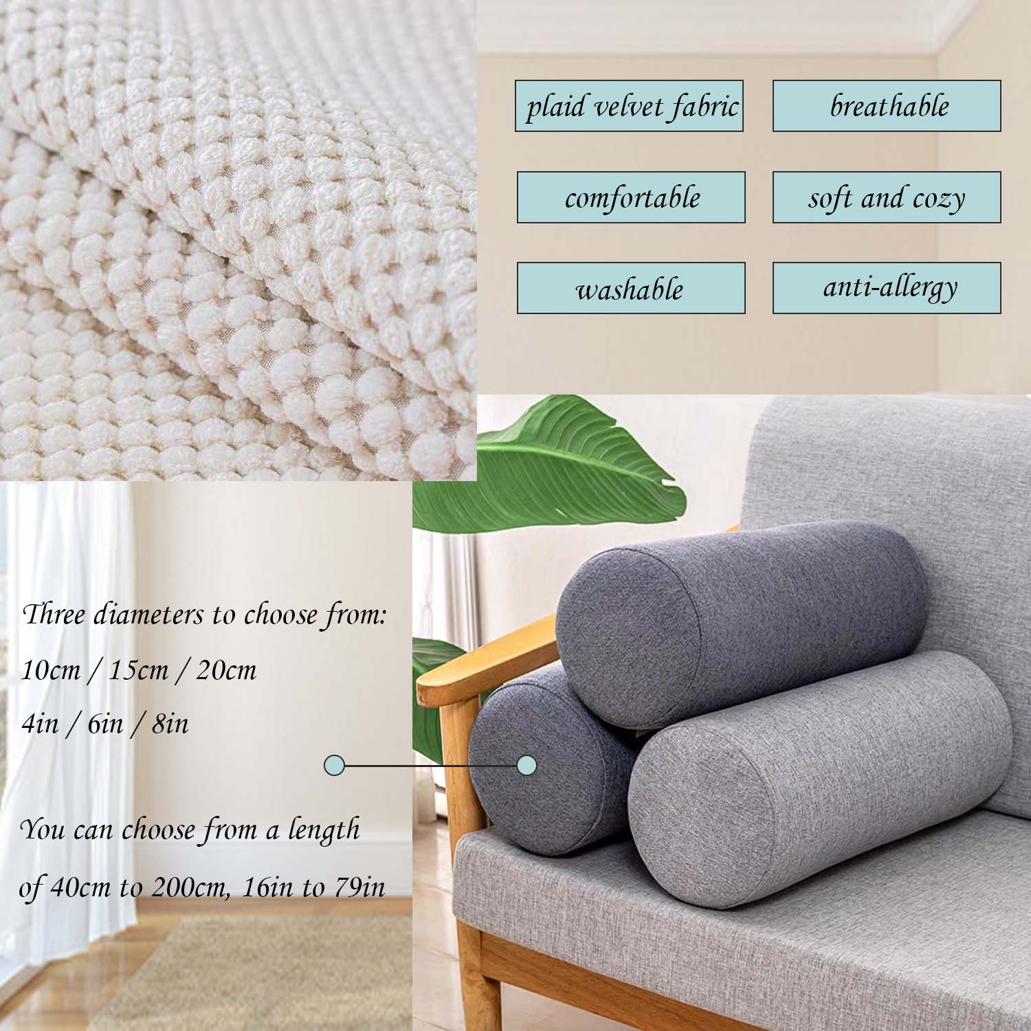 10 cm Çaplı Keten Silindir Des - Bolster Cushion Round incelemesi ve fiyatı